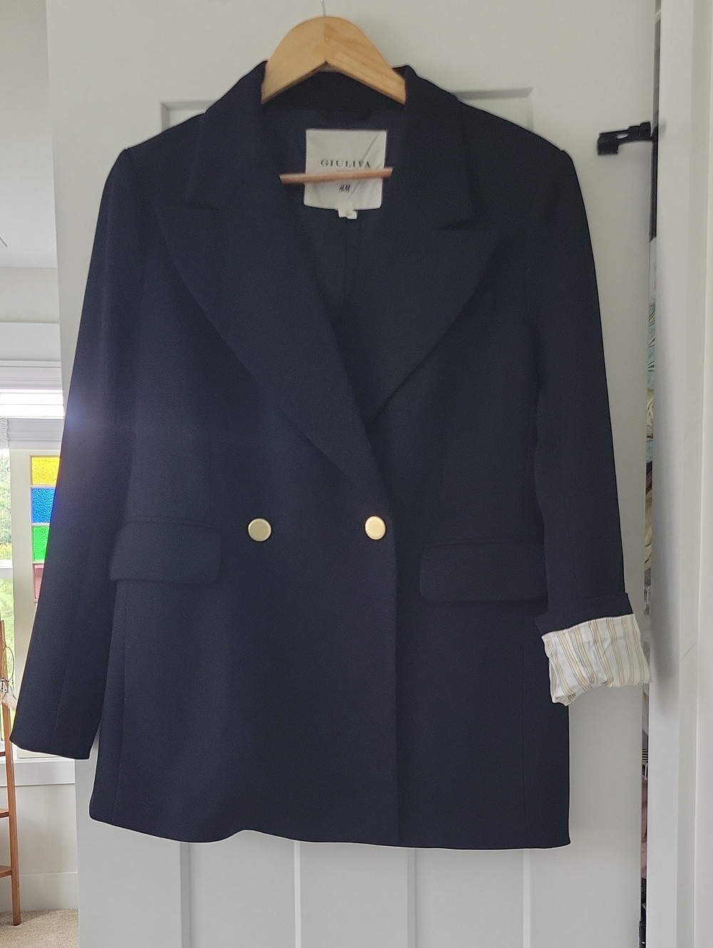 H&M Giuliva Heritage Deep Navy Double-Breasted Blazer with Gold Buttons